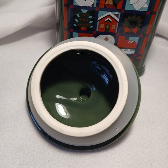 Dayton Hudson Green Christmas Cookie Jar Quilt Blocks Vintage Ceramic 9 3/4" - Picture 5 of 12